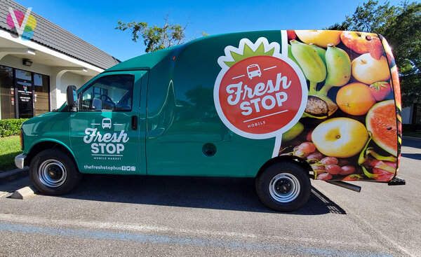 Fresh Stop Custom Van vinyl Wrap by Visual Signs and Graphics in Orlando