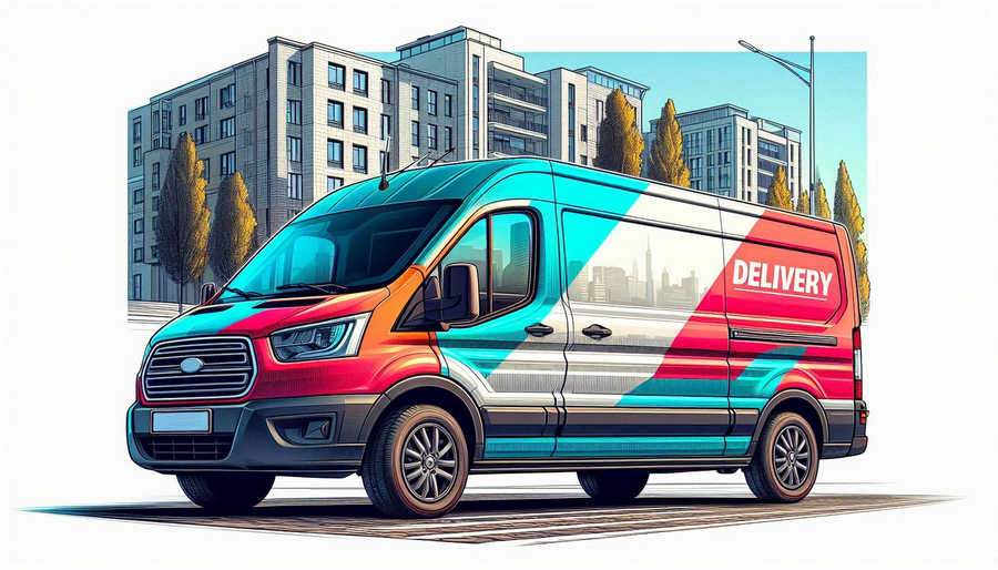 van with fleet wrap